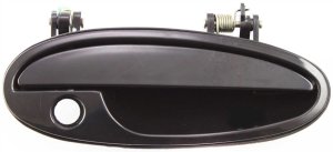 Front Exterior Door Handle for Pontiac Grand Prix 1997-2008, Right (Passenger) Side, Smooth Black, with Keyhole, Replacement
