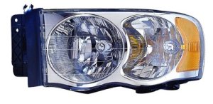 Left (Driver) Headlight Assembly for 2004-2005 Dodge Ram 1500, Front Headlight Replacement Housing/Lens/Cover includes Park/Signal/Marker Lights, Composite,  55077121AG, Replacement