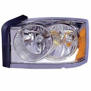 Headlight Assembly for 2006 - 2007 Dodge Dakota, Left (Driver) Side, Front Light Replacement Housing/Lens/Cover without Black Bezel, Composite,  55077607AC, Replacement