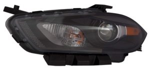 Left (Driver) Headlight Assembly for 2013 - 2015 Dodge, Right (Passenger) Front Headlight Assembly Replacement Housing/Lens/Cover, Black Trim, Composite, OEM 68085141AL, Replacement