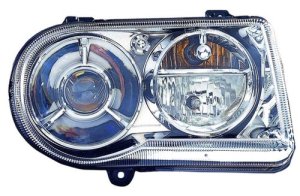 Right (Passenger) Headlight Assembly for 2005 - 2010 Chrysler 300, Front Replacement Housing/Lens/Cover, 4 Door Sedan, 5.7L V8, Halogen, Composite,  57010862AA, Replacement
