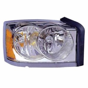 Right (Passenger) Headlight Assembly for 2006 - 2007 Dodge Dakota, Front Replacement without Black Bezel; Composite;  55077606AC