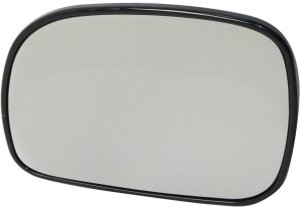 Mirror Glass Left (Driver) for 1996-2007 Dodge Caravan/Grand Caravan, Chrysler Town and Country, Plymouth Voyager, Non-Heated, with Backing Plate, Replacement