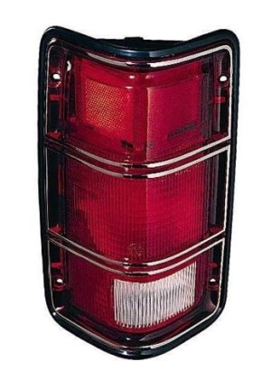 Right (Passenger) Tail Light Assembly for 1984 - 1988 Dodge W350, Rear Tail Light Lens/Cover Replacement with Black Rim up to 12/1/87,  4169004
