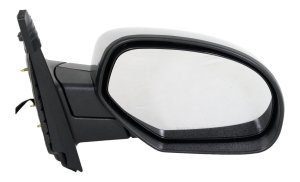 Chrome Mirror for Chevrolet Silverado 2007-2013, Suburban 2007-2014, Right (Passenger) Side, Non-Towing, Power Operated, Manual Folding, Heated, w/o Memory, Includes Puddle and Signal Light, Replacement