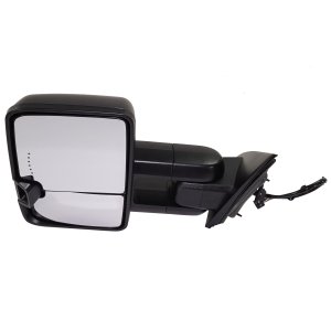 Towing Mirror Left (Driver) for Chevrolet Silverado/GMC Sierra 1500, 2014-2018, Power, Manual Folding, Heated, Textured, Includes 2019 1500 LD/Sierra 1500 Limited, with Amber LED Signal Light, Replacement