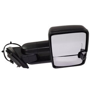 Towing Mirror for Chevrolet Silverado/GMC Sierra 1500 (2014-2018), Right (Passenger), Power, Manual Folding, Heated, Textured, Includes 2019 Silverado 1500 LD/Sierra 1500 Limited, Trailer with Amber In-Housing LED Signal Light, Replacement