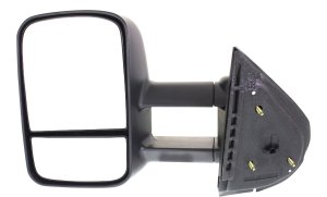 Towing Mirror for Chevrolet Silverado 2007-2013/Suburban 2007-2014, Left (Driver), Manual Adjust, Manual Folding, Non-Heated, Textured, Without Memory, Puddle Light, and Signal Light, Replacement