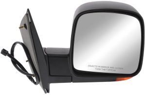 Right (Passenger) Side Mirror for Chevrolet Express/GMC Savana Van 2003-2007, Non-Towing, Power Adjustable, Manual Folding, Heated, Textured, Standard Type, with Signal Light, Replacement