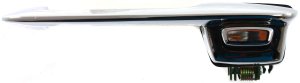 Exterior Front Door Handle in Chrome Metal for 1978-1993 Dodge Full Size Pickup, Left (Driver), Can Also Fit Rear, Replacement