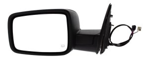 Replacement Mirror for Dodge Full Size Pickup 2009-2012, Left (Driver), Non-Towing, Power, Manual Folding, Heated, Textured, with Puddle and Signal Lights, without Memory