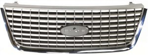 Grille for Ford Expedition 2003-2006, Chrome Shell/Painted Gray Insert, Factory Installed, Compatible with NBX/XLS/XLT Models, Replacement