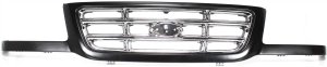Grille Cross Bar Insert for Ford Ranger 2001-2003, Black Shell with Chrome Insert, Replacement