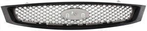 Grille for Ford Focus 2005-2007, Painted Black Shell with Painted Silver Gray Insert, Without Appearance Package, Replacement