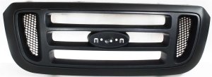 GRILLE for Ford Ranger 2004-2005, Horizontal Bar Insert, Painted Black Shell and Insert, 2WD (Two-Wheel Drive), XL/XLT/Edge/Tremor Models, Replacement