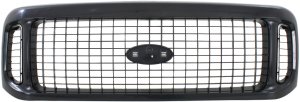 Grille for Ford Excursion 2000-2004, Painted Black Shell with Dark Gray Insert, Plastic, Replacement