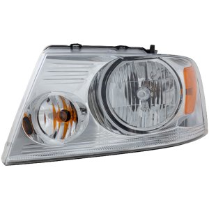Headlight Assembly for Ford F-150 (2004-2008) and Lincoln Mark LT (2006-2008), Left (Driver), Halogen, with Chrome Trim, Replacement