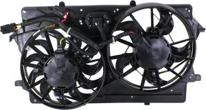 Radiator Fan Shroud Assembly for Ford Focus 2000-2002, SOHC 2.0L, with Factory Air Conditioning, Includes Resistor, Replacement