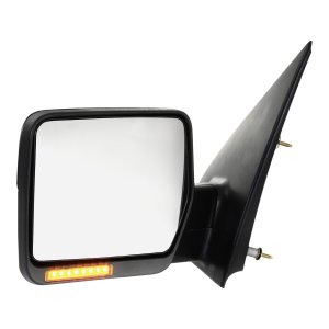 Power Mirror for Ford F-150 2004-2006, Left (Driver), Non-Towing, Manual Folding, Heated, Textured, with In-housing Signal Light, Excludes Auto Dimming, Blind Spot Detection, and Memory, Replacement