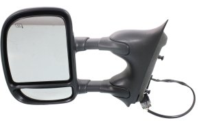 Towing Mirror Left (Driver) for Ford Excursion 2000-2005, Power Operated, Manual Folding, Heated, Textured Black, Without Auto-Dimming, Blind Spot Detection, Memory, and Signal Light, Replacement