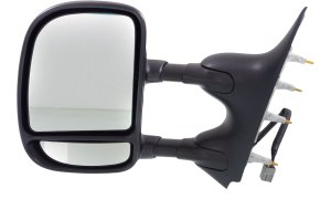 Towing Mirror for Ford Econoline Van 2009-2014, Left (Driver), Power Adjustable, Manual Folding, Non-Heated, Textured, Without Auto-Dimming, Blind Spot Detection, Memory, and Signal Light, Replacement