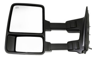 Towing Mirror for Ford F-Series Super Duty 2008, Left (Driver), Power, Manual Folding, Heated, Textured, with Signal Light, without Memory, Replacement
