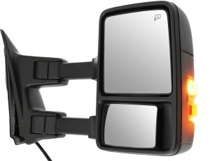 Towing Mirror for Ford F-Series Super Duty 2008, Right (Passenger), Power, Manual Folding, Heated, Textured, w/ Signal Light, w/o Memory, Replacement