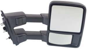 Towing Mirror for Ford F-Series Super Duty 2008-2012, Right (Passenger), Manual Adjust and Folding, Non-Heated, Textured, without Memory and Signal Light, Replacement