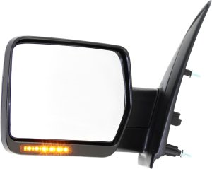 Mirror for 2009-2010 Ford F-150 Left (Driver), Non-Towing, Power, Manual Folding, Heated, Textured, without Auto-Dimming, Blind Spot Detection, In-Housing Signal Light, Memory, Not for SVT Raptor Model, Replacement