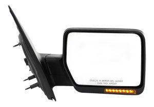 Replacement Mirror for Ford F-150 2007-2008 Right (Passenger), Non-Towing, Power, Manual Folding, Heated, Chrome, with In-housing Signal Light and Memory, without Auto Dimming and Blind Spot Detection