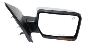 Mirror for Ford F-150 2007-2008, Right (Passenger), Non-Towing, Power Operated, Power Folding, Heated, Chrome, with In-housing Signal Light and Memory, without Auto Dimming and Blind Spot Detection, Replacement