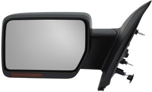Power Heated Non-Towing Mirror for 2009-2010 Ford F-150, Left (Driver), Manual Folding, Paintable, with In-housing Signal Light and Memory, without Auto Dimming and BSD, Replacement