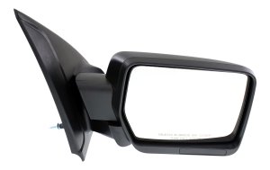 Right (Passenger) Mirror for Ford F-150 2011-2014, Non-Towing, Power Adjustable, Manual Folding, Non-Heated, Ready for Painting, without Blind Spot Feature, with Memory, Puddle Light, and Signal Light, Replacement