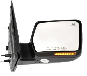 Right (Passenger) Mirror for Ford F-150 2005-2006, Non-Towing, Power Adjustable, Power Folding, Heated, Textured, with In-Housing Signal Light, without Auto Dimming, Blind Spot Detection, Memory, Replacement
