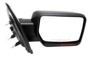 Right (Passenger) Mirror for Ford F-150 2011-2014, Non-Towing, Power Adjustable, Manual Folding, Heated, Paintable, Equipped with Memory and Signal Light, Excludes Blind Spot Feature and Puddle Light, Replacement