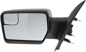Power Mirror Left (Driver) for Ford F-150 2011-2014 Non-Towing, Non-Folding, Heated, Chrome, with Blind Spot Glass, Memory, and Signal Light, without Puddle Light, (Excluding SVT Raptor Model), Replacement