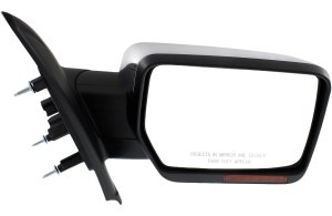Mirror for Ford F-150 2011-2014 Right (Passenger), Non-Towing, Power Operated, Non-Folding, Heated, Chrome, with Memory and Signal Light, without Blind Spot Feature and Puddle Light, Excludes SVT Raptor Model, Replacement