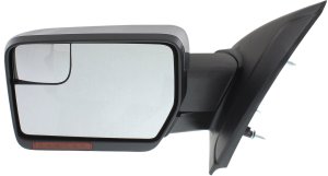 Mirror for Ford F-150 2011-2014, Left (Driver), Non-Towing, Power Adjusting, Power Folding, Heated, Chrome, w/ Blind Spot Glass, Memory Function, Puddle and Signal Light, Replacement