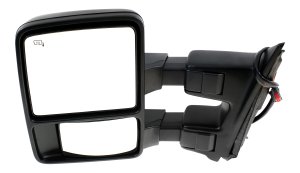 Towing Mirror for Ford F-Series Super Duty (2008-2009), Left (Driver) Side, Power Folding, Heated, Textured, with Auto Extend, Signal Light, Side Marker, without Memory, Replacement
