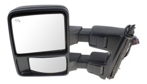 Towing Mirror for F-Series Super Duty (2010-2012), Left (Driver), Power Adjustable, Power Folding, Heated, Textured, with Auto Extend, Turn Signal Light, Side Marker, without Memory, Replacement