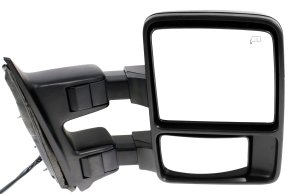 Towing Mirror Right (Passenger) for Ford F-Series Super Duty 2011-2012, with Power Folding, Heated, Textured Finish, Auto Extend, Signal Light, and Temperature Sensor, without Memory, Replacement