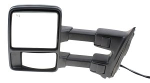Towing Mirror for Ford F-Series Super Duty 2008-2009, Left (Driver), Power, Power Folding, Heated, Chrome/Paintable, 2 Caps, with Auto Extend and Signal Light, without Memory, Replacement