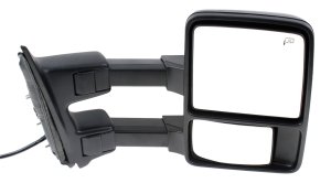Towing Mirror for Ford F-Series Super Duty 2011-2016, Power Folding, Heated, Chrome/Paintable, 2 Caps, Auto Extend, Signal Light, Temp Sensor, Right (Passenger), without Memory, Replacement