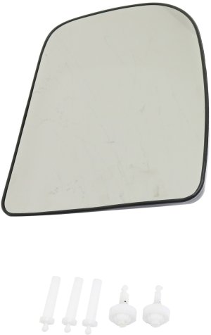 Mirror Glass Replacement for Ford F-250/350 Super Duty (1999-2007), E-350/450 Super Duty (2008-2021), Right (Passenger), Upper, Towing, Non-Heated, with Backing Plate