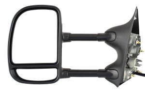 Towing Mirror Power, Manual Folding, Non-Heated, Textured, Dual Glass, Dual Arm Type, without Signal Light for Ford F-Series Super Duty 2002-2007/Excursion 2000-2005 Left (Driver), Replacement