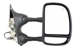 Towing Mirror for Ford F-Series Super Duty 2002-2007, Right (Passenger), Power, Heated, Manual Folding, Double-Swing Type, Paintable, Replacement