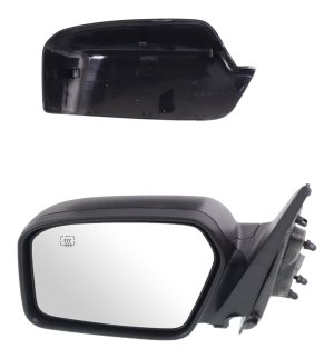 Power Non-Folding Heated Mirror for Ford Fusion (2006-2012) and Milan (2006-2011), Left (Driver), Paintable/Textured, 2 Caps, with Puddle Light, Replacement