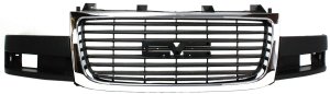 Grille for GMC Savana Van 2003-2023, Chrome Shell with Painted Black Insert, featuring Composite Headlight, Replacement