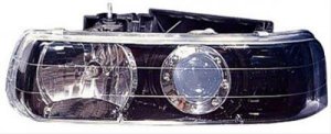 Headlight Performance Set for 1999 - 2002 Chevrolet Silverado 1500, Front Assembly Replacement Housing/Lens/Cover, LKQ Platinum Plus Brand, Fits Base, LS, Custom, Left (Driver), WT 4.3L, 4.8L, 5.3L Standard/Extended Cab Pickup, Projector Design with Black Housing,  GM2505124, Replacement