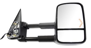 Towing Mirror for Silverado/Sierra 2003-2006 and 2007 Classic, Right (Passenger), Power Adjusted, Manual Folding, Heated, Textured Finish, with Signal Light, Replacement